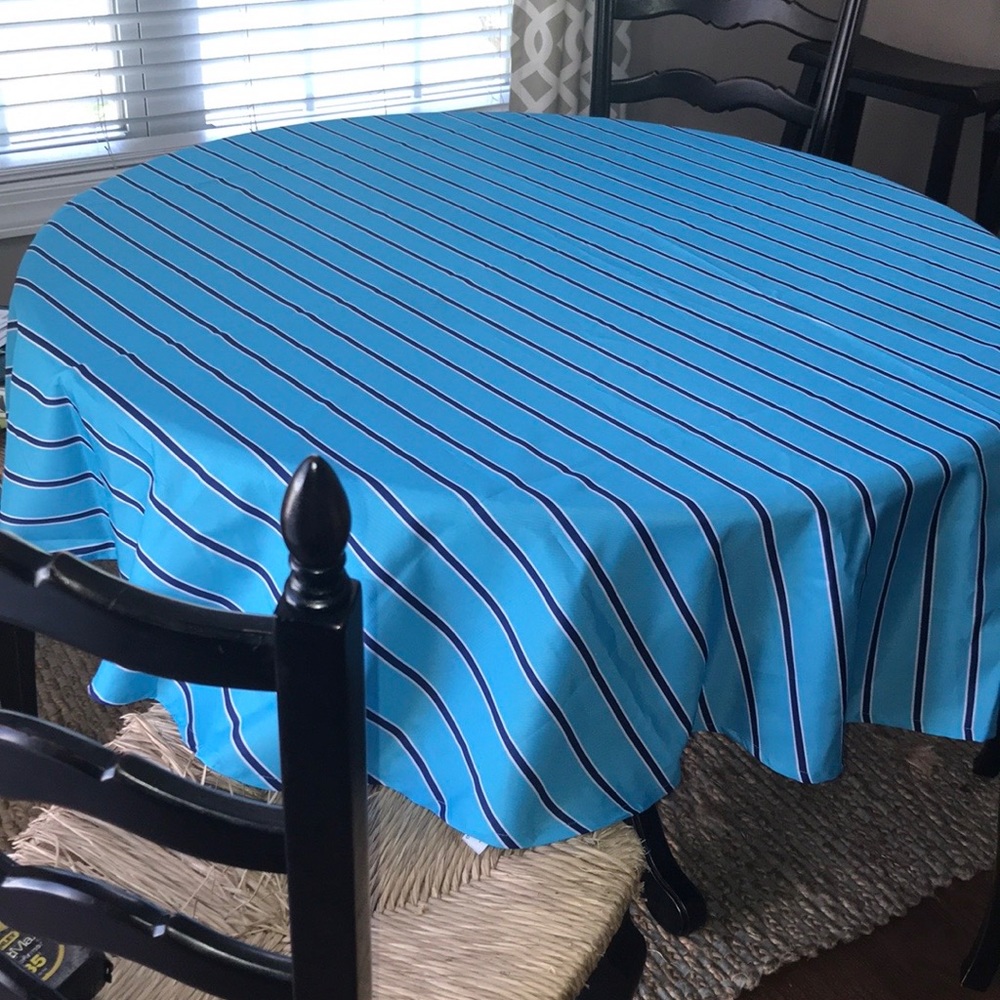 Navy stripe nautical tablecloth
